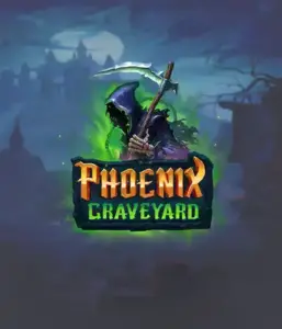 ELK Studios' Phoenix Graveyard game screen, showcasing the mystical graveyard and the legendary phoenix rising from the ashes. This image captures the slot's unique expanding reel feature, coupled with its gorgeous symbols and gothic theme. The artwork conveys the game's theme of rebirth and immortality, attractive for those interested in the supernatural.