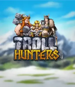 Enter the realm of "Troll Hunters," where bold Viking warriors prepare to battle their foes. The logo displays a pair of Vikings, male and female, armed and ready, overlooking a frosty mountainous backdrop. They radiate power and determination, symbolizing the spirit of the game's adventurous theme.